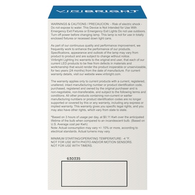 Viribright 9 Watts Warm White LED Household Bulb (640335)