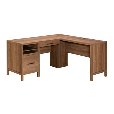 Sauder Pacific View 58W L-Shaped Computer Desk, Saddle Walnut (447303)