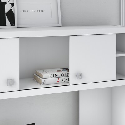 Office by kathy ireland® Echo L Shaped Desk with Hutch, Pure White (ECH031PW)