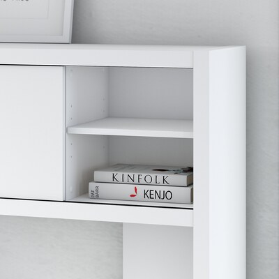 Office by kathy ireland® Echo L Shaped Desk with Hutch, Pure White (ECH031PW)