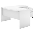 Office by kathy ireland® Echo L Shaped Bow Front Desk with Mobile File Cabinet, Pure White/Pure White (ECH007PWSU)