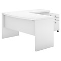Office by kathy ireland® Echo L Shaped Bow Front Desk with Mobile File Cabinet , Pure White, Installed (ECH007PWSUFA)