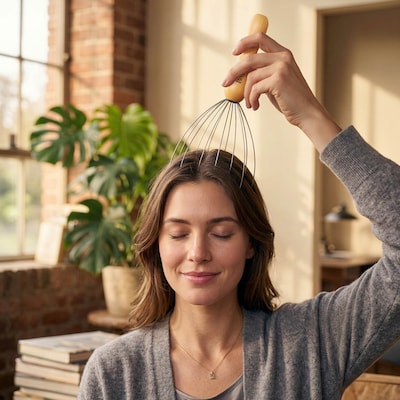 Brookstone Handheld Scalp Massager, Brown (WL1175-CMA)