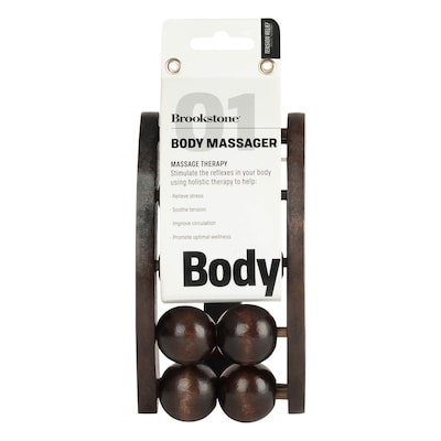 Brookstone Handheld Wooden Body Massager, Brown (WL1163-A-BRB)