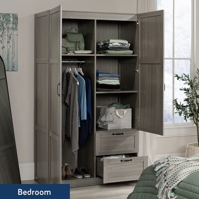 Sauder Select 71H Storage Armoire, 2 Drawers, Silver Sycamore (426126)