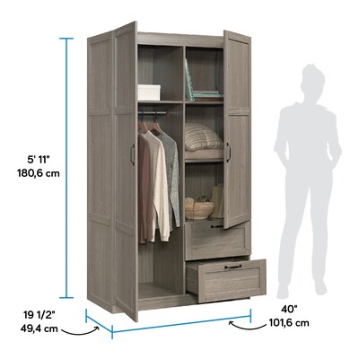 Sauder Select 71"H Storage Armoire, 2 Drawers, Silver Sycamore (426126)