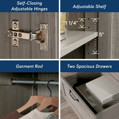 Sauder Select 71"H Storage Armoire, 2 Drawers, Silver Sycamore (426126)