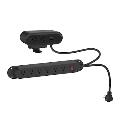 HAT Design Works Reya Power Strip with Hardwired Standard Surface Module, 65W, Black (PWRG-ACC-TD-STRP-BK)