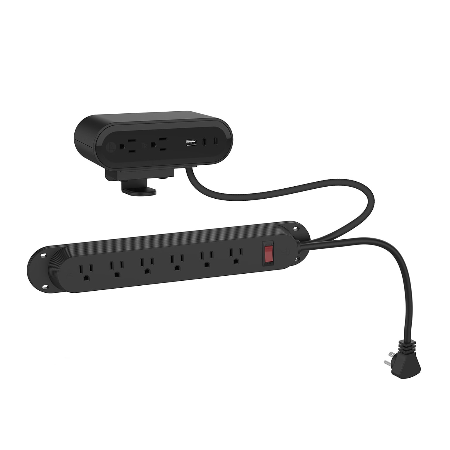 HAT Design Works Reya Power Strip with Hardwired Standard Surface Module, 65W, Black (PWRG-ACC-TD-STRP-BK)