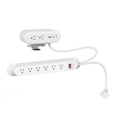 Reya 2-Outlet 3-USB Port Surge Protector, 6, White (PWRG-ACC-TD-STRP-WH)