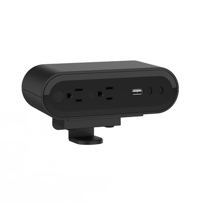 HAT Design Works Reya 2-Outlet 3-USB Port Power Strip, 6’, Black (PWRG-ACC-TD-BK)