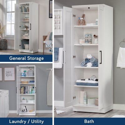 Sauder HomePlus 71"H Storage Cabinet with 5 Shelves, Soft White (422425)