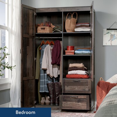 Sauder Select 71H Storage Armoire, 2 Drawers, Reclaimed Pine (427070)