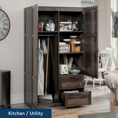 Sauder Select 71"H Storage Armoire, 2 Drawers, Reclaimed Pine (427070)