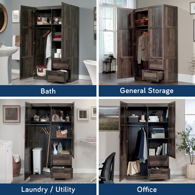 Sauder Select 71"H Storage Armoire, 2 Drawers, Reclaimed Pine (427070)