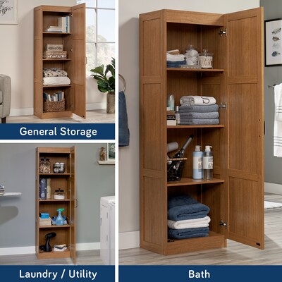Sauder Select 60"H Storage Cabinet with 3 Shelves, Highland Oak (419983)