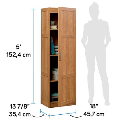 Sauder Select 60"H Storage Cabinet with 3 Shelves, Highland Oak (419983)