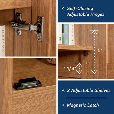 Sauder Select 60"H Storage Cabinet with 3 Shelves, Highland Oak (419983)