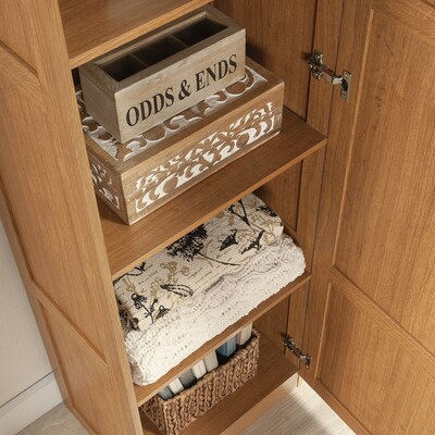 Sauder Select 60"H Storage Cabinet with 3 Shelves, Highland Oak (419983)