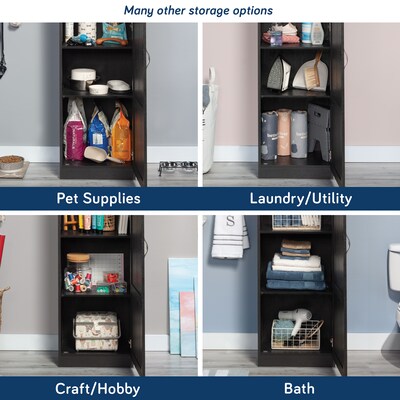 Sauder Select 60"H Storage Cabinet with 3 Shelves, Raven Oak (446897)