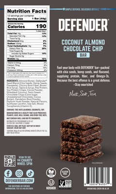 Defender Gluten Free Coconut Almond Chocolate Chip Nutrition Bar, 1.55 oz., 12 Bars/Box (E0044DB01AC)