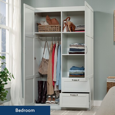 Sauder Select 71H Storage Armoire, 2 Drawers, White (420495)