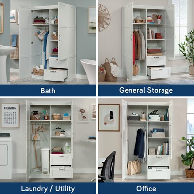 Sauder Select 71"H Storage Armoire, 2 Drawers, White (420495)