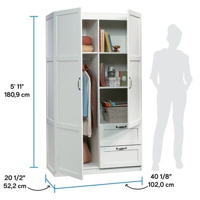 Sauder Select 71"H Storage Armoire, 2 Drawers, White (420495)