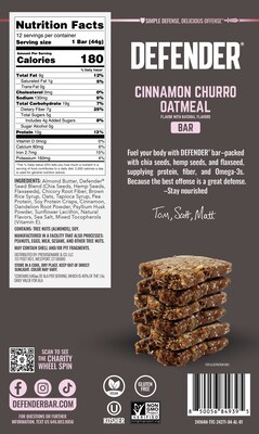 Defender Gluten Free Cinnamon Churro Oatmeal Nutrition Bar, 1.55 oz., 12 Bars/Box (E0044DB01CC)