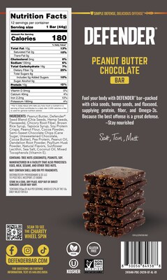 Defender Gluten Free Peanut Butter Chocolate Nutrition Bar, 1.55 oz., 12 Bars/Box (E0044DB01PB)