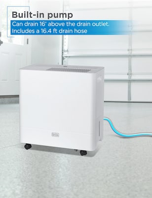 Black & Decker 50-Pint Portable Dehumidifier, 2-Speed, Covers up to 4500 sq. ft., White (BDM50PWCDA)