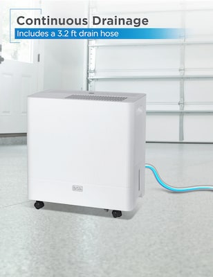 Black & Decker 50-Pint Portable Dehumidifier, 2-Speed, Covers up to 4500 Sq. Ft., White (BDM50WCDA)