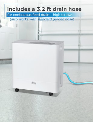 Black & Decker 36-Pint Portable Dehumidifier, 2-Speed, Covers up to 3000 Sq. Ft., White (BDM36WCDA)