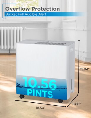 Black & Decker 36-Pint Portable Dehumidifier, 2-Speed, Covers up to 3000 Sq. Ft., White (BDM36WCDA)