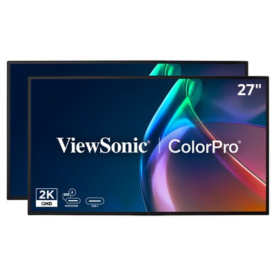 ViewSonic Head-Only 27 1440p 120Hz Dual Pack Docking Monitors with 90W USB-C, Black (VP2768A_H2)