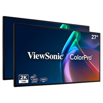 ViewSonic Head-Only 27 1440p 120Hz Dual Pack Docking Monitors with 90W USB-C, Black (VP2768A_H2)