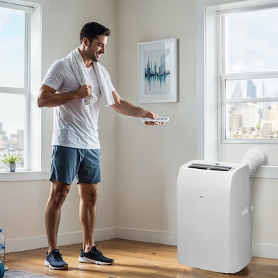 LG ThinQ 115-Volt 14000 BTU (10200 BTU DOE) Portable Air Conditioner with Remote, WiFi Enabled, White (LP1025WSSM)