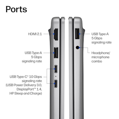 HP OmniBook 3 14" Laptop, Copilot+ PC, Snapdragon X Plus (2024), 16GB RAM, 256GB SSD, 41+ Hour Battery, Windows 11 Home