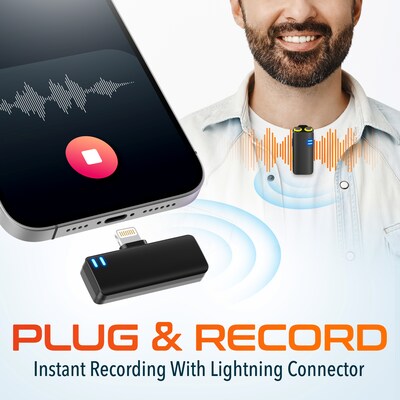 Delton M27 Two Wireless Lavalier Microphones and iPhone/iPad Lightning Receiver, Black (DLM27L)