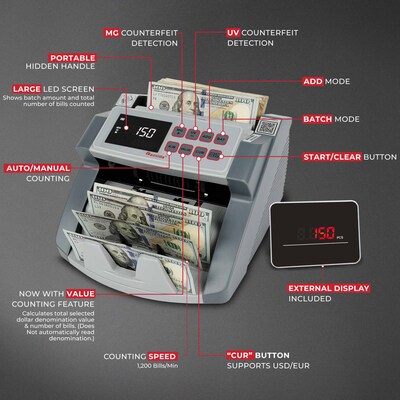 Cassida CRS1000 Cash-Counting Machine, Gray (CRS1000)
