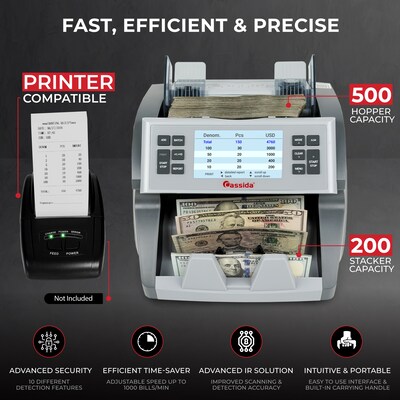 Cassida CRS7500 Cash Counting Machine, Gray (CRS7500)