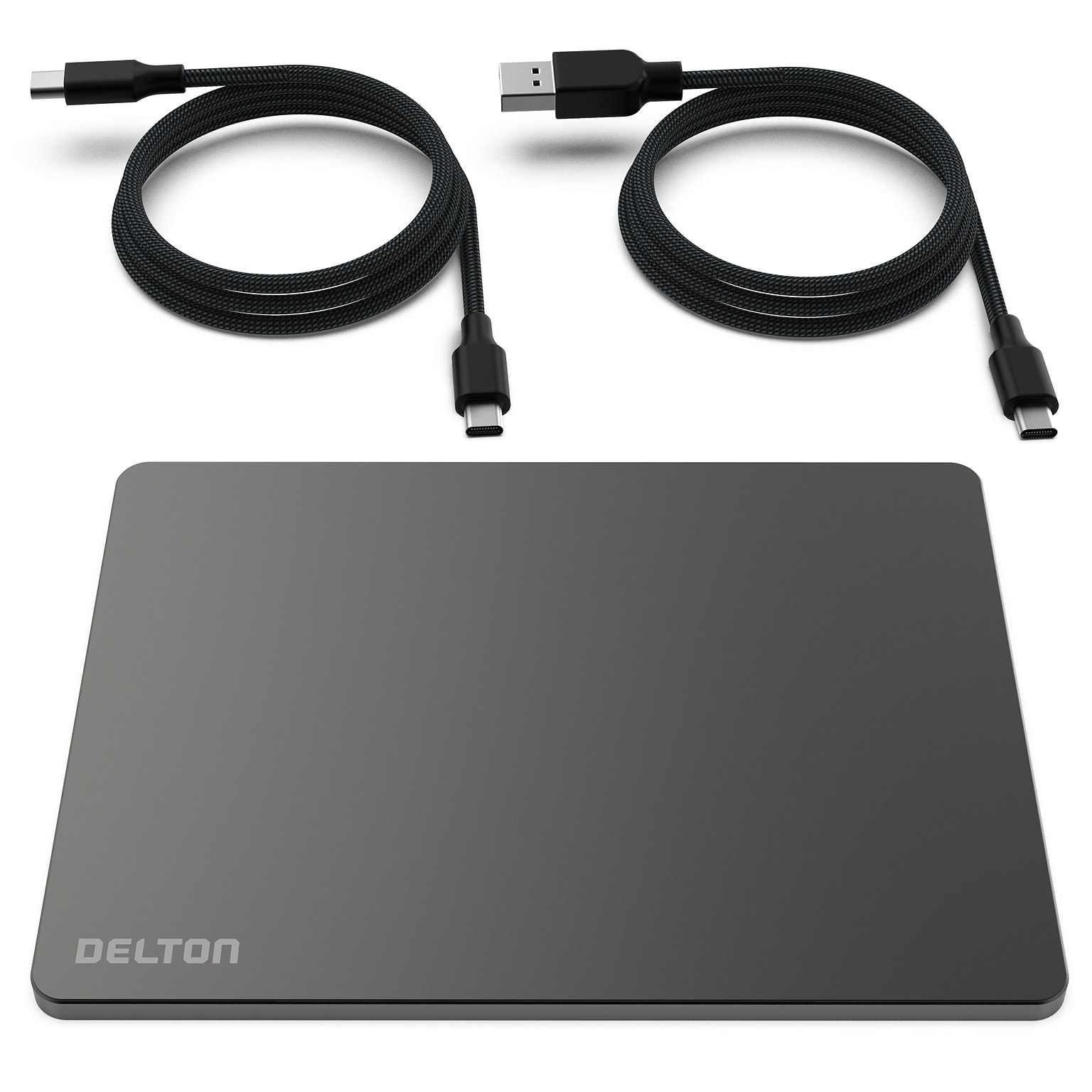 Delton TR67 Wired Ambidextrous Trackpad Mouse with USB-A and USB-C Cables, Black (DMSTR67BK)
