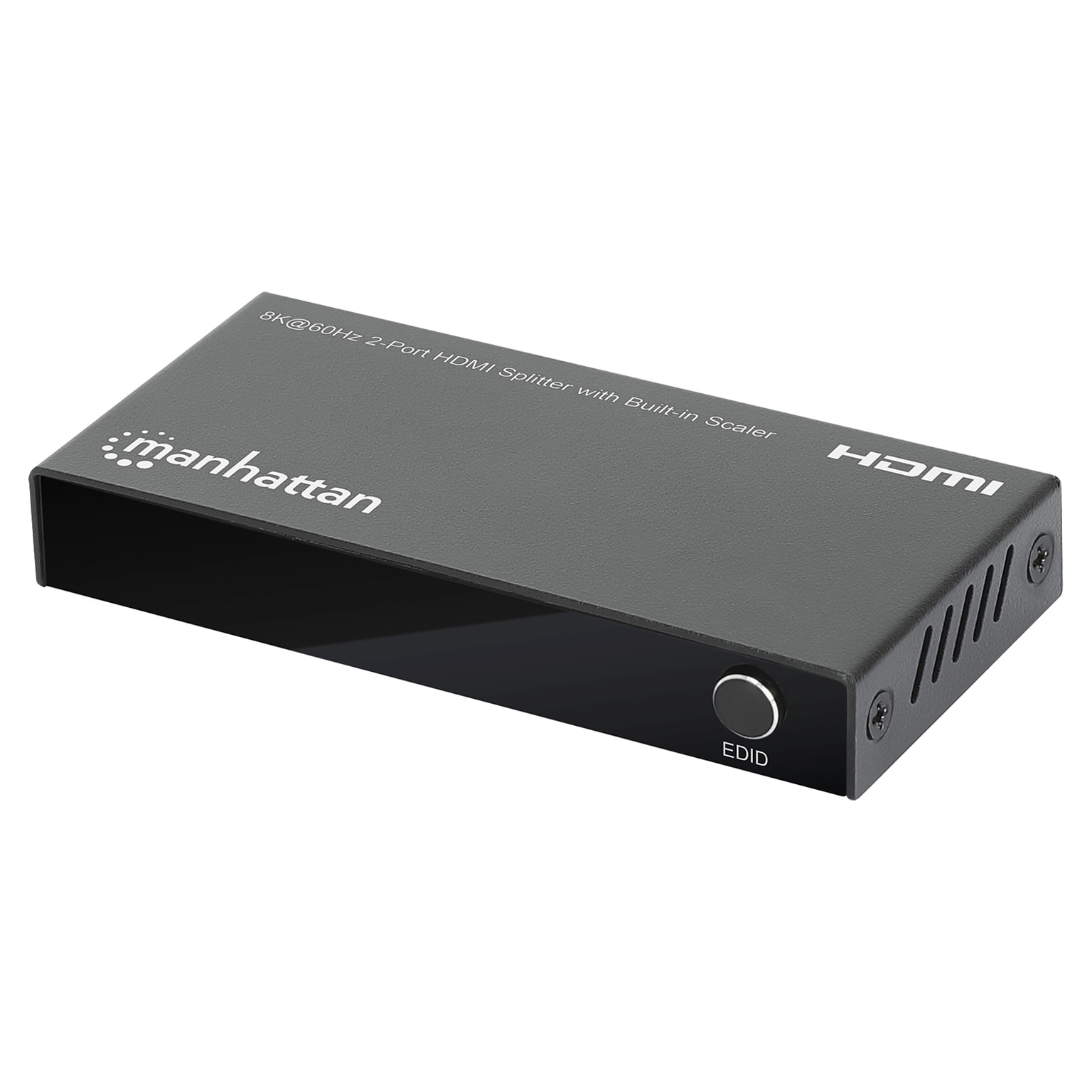 Manhattan 2-Port HDMI 8K at 60-Hz Splitter with Built-in Scaler for Multiple Displays, Female, Black (208468)