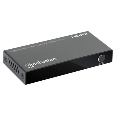 Manhattan 2-Port HDMI 8K at 60-Hz Splitter with Built-in Scaler for Multiple Displays, Female, Black (208468)