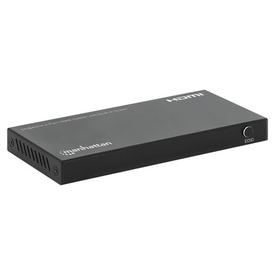 Manhattan 4-Port HDMI 8K at 60-Hz Splitter with Built-in Scaler for Multiple Displays, Female, Black (208475)