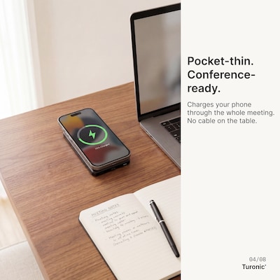Turonic Magnetic Wireless Power Bank, 20W, Black (PB1)
