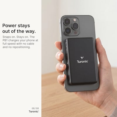 Turonic Magnetic Wireless Power Bank, 20W, Black (PB1)