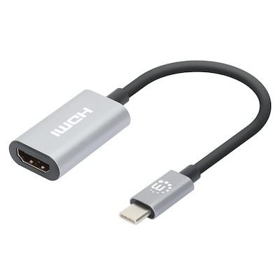 Manhattan USB-C to HDMI 4K at 60 Hz Adapter, Male to Female, Gray (ICI153973)