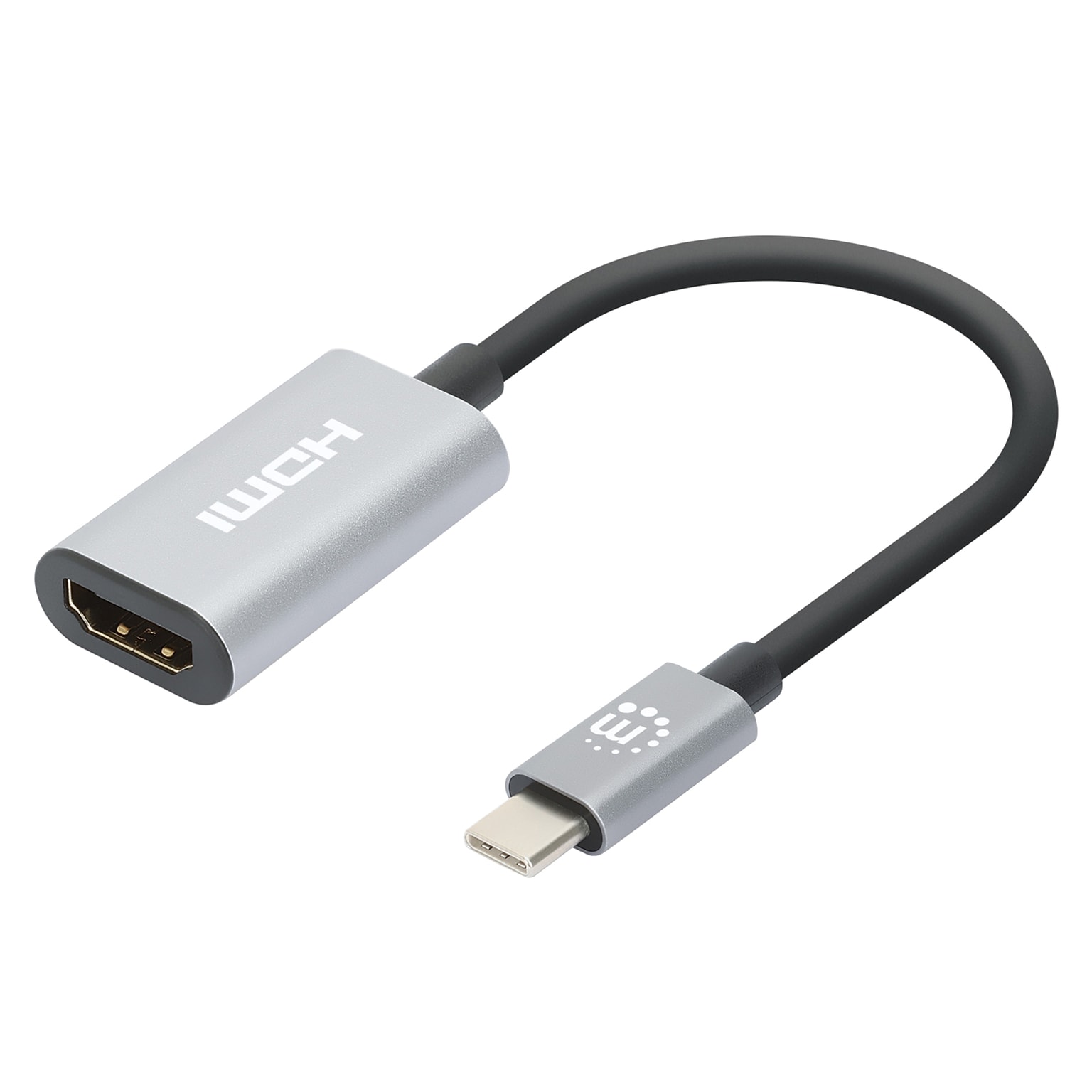 Manhattan USB-C to HDMI 4K at 60 Hz Adapter, Male to Female, Gray (ICI153973)