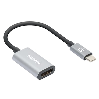 Manhattan USB-C to HDMI 4K at 60 Hz Adapter, Male to Female, Gray (ICI153973)